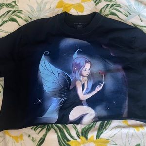 blue cropped short sleeve